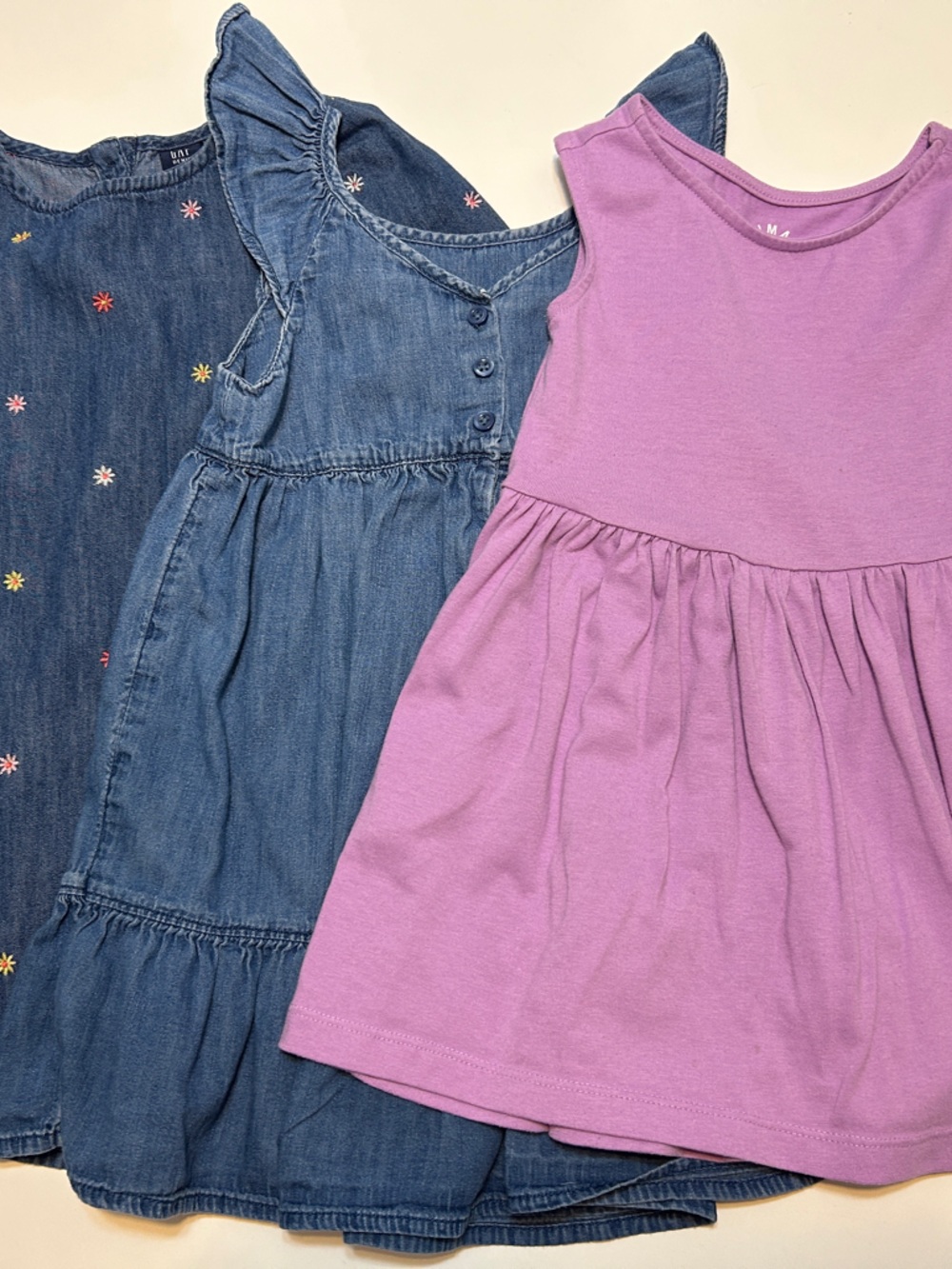 Girls Denim Dresses and Lavender Cotton Dress Bundle